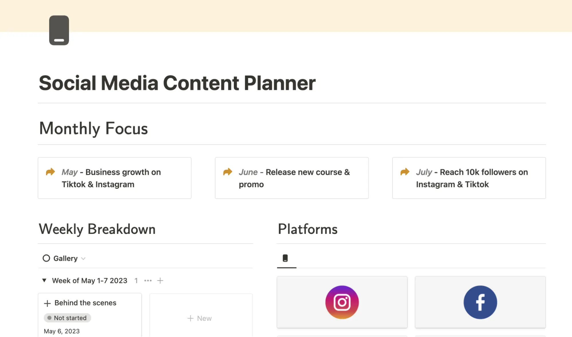 Social Media Content Planner