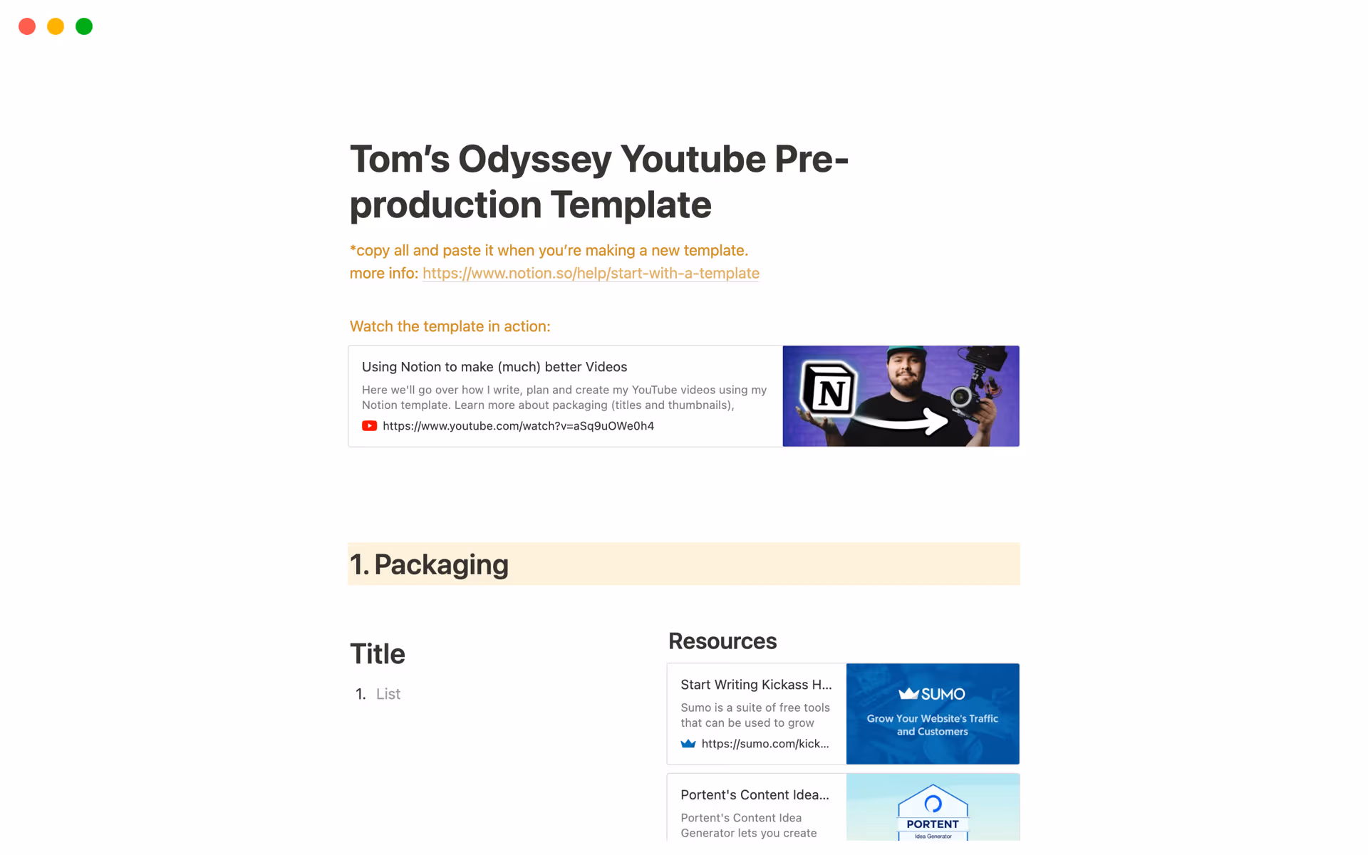 youtube video production workflow template