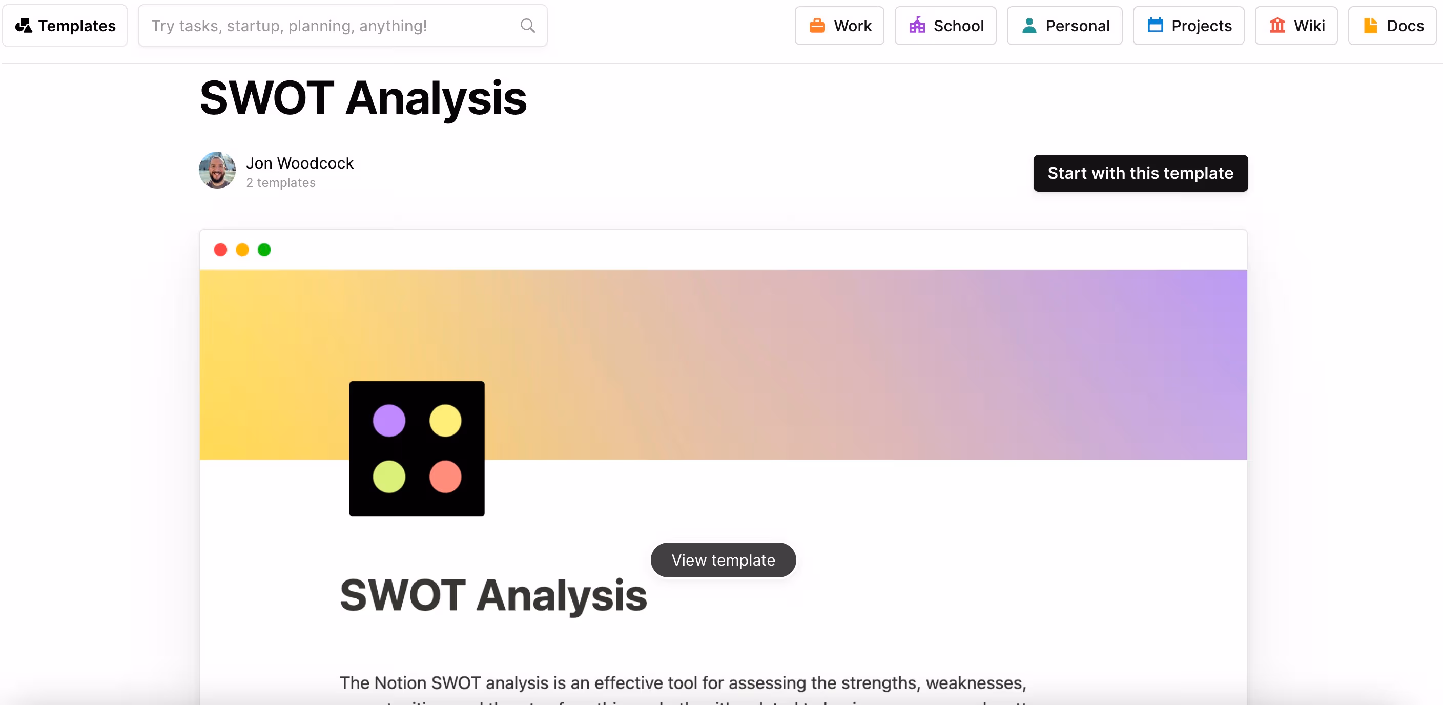 swot analysis template