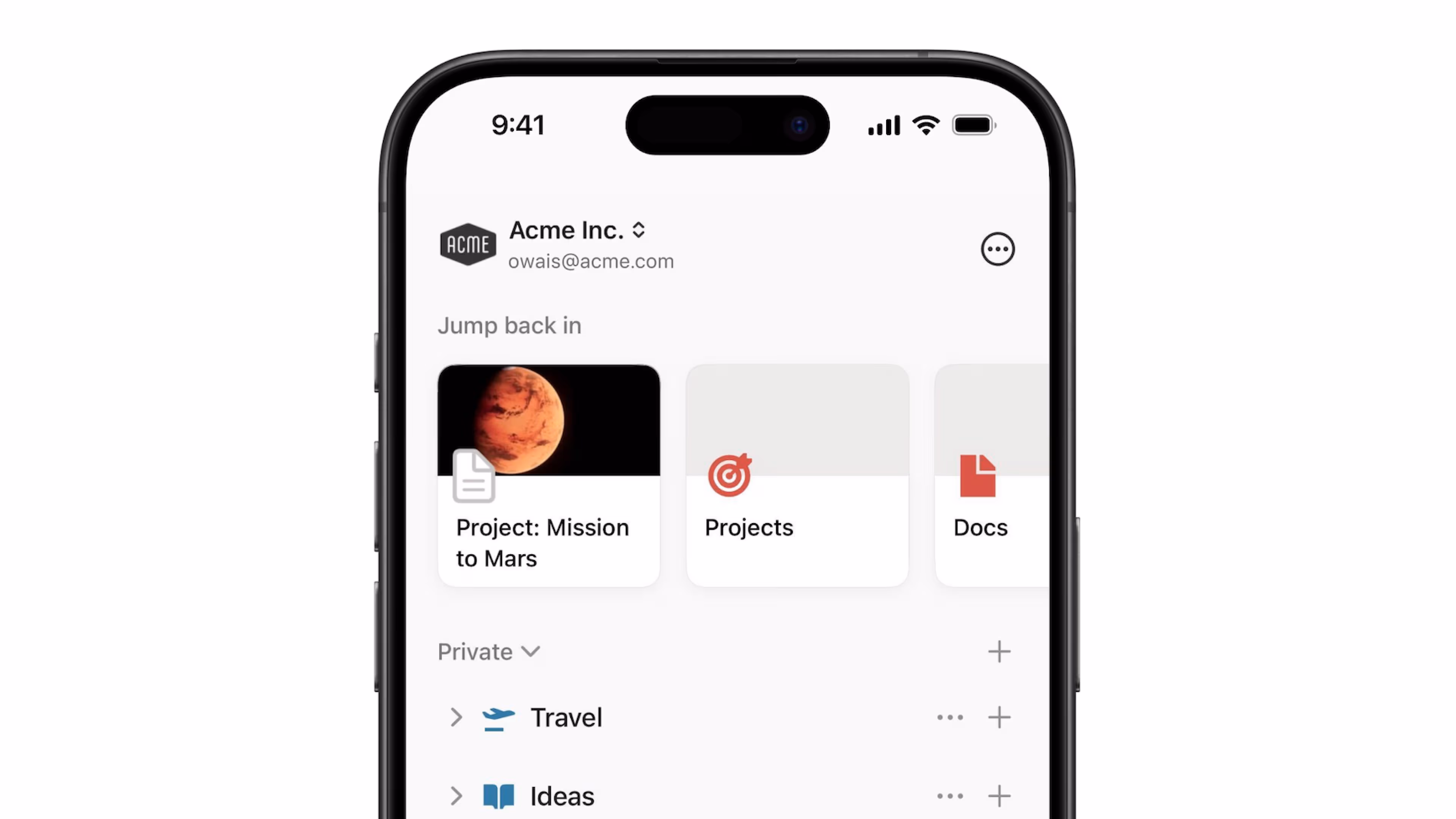 Workspaces on mobile - hero