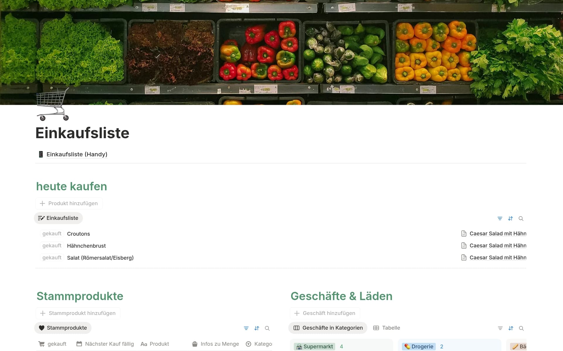 Screenshot der Deine Rezeptbox-Sammlung von Notion