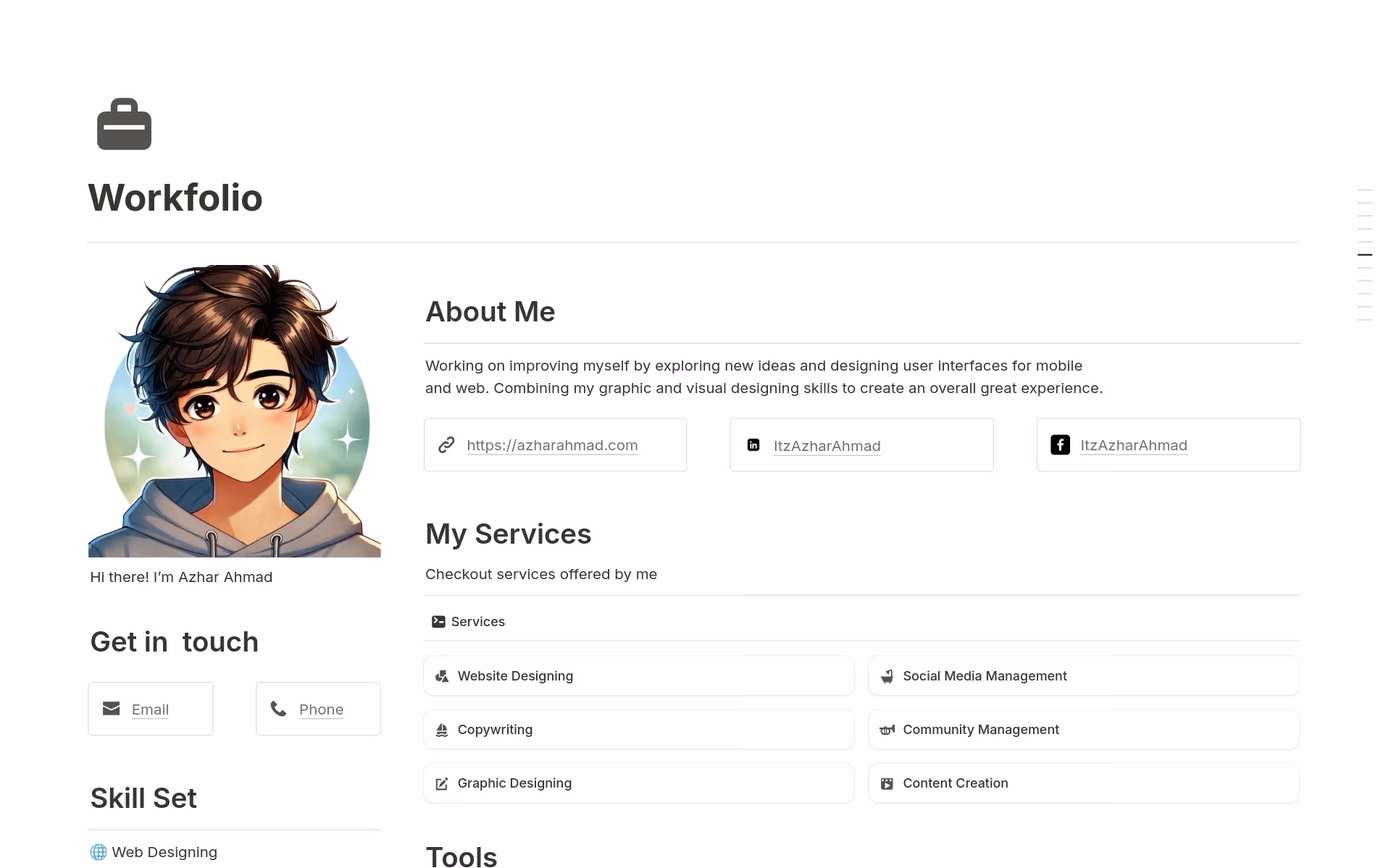 Screenshot of Top Free Portfolio Templates collection by Notion